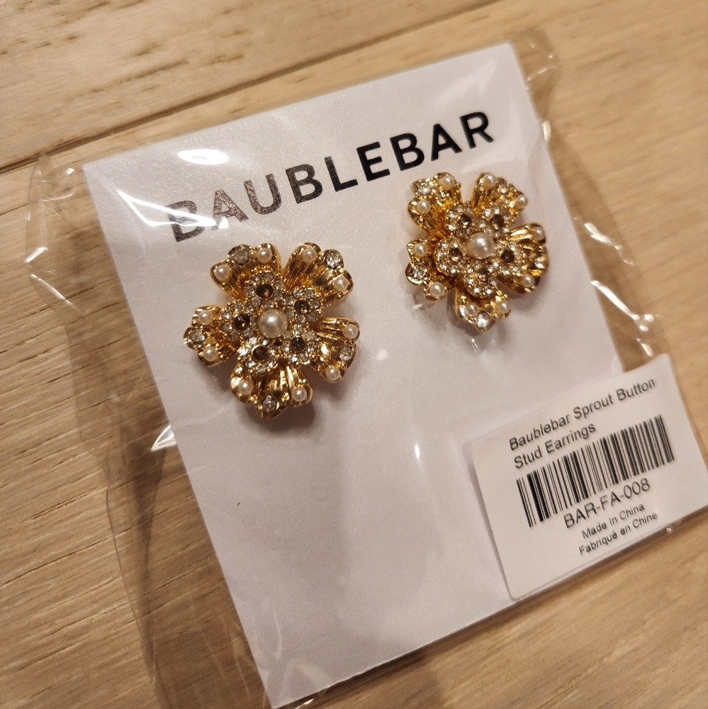 Baublebar Sprout Button Stud Earrings NWT